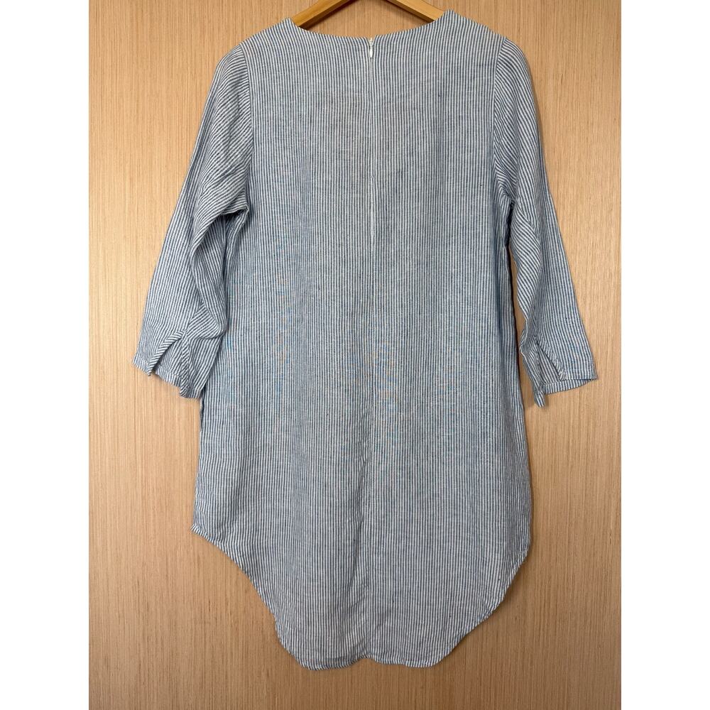Soft Surroundings 100% Linen Getaway Striped Tunic Top Sz Small Pockets Coastal - Picture 5 of 11